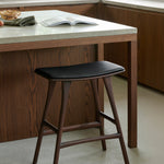 Osso counter stool - varnished teak - brown - Black leather White Cliff Studio Counter Stool