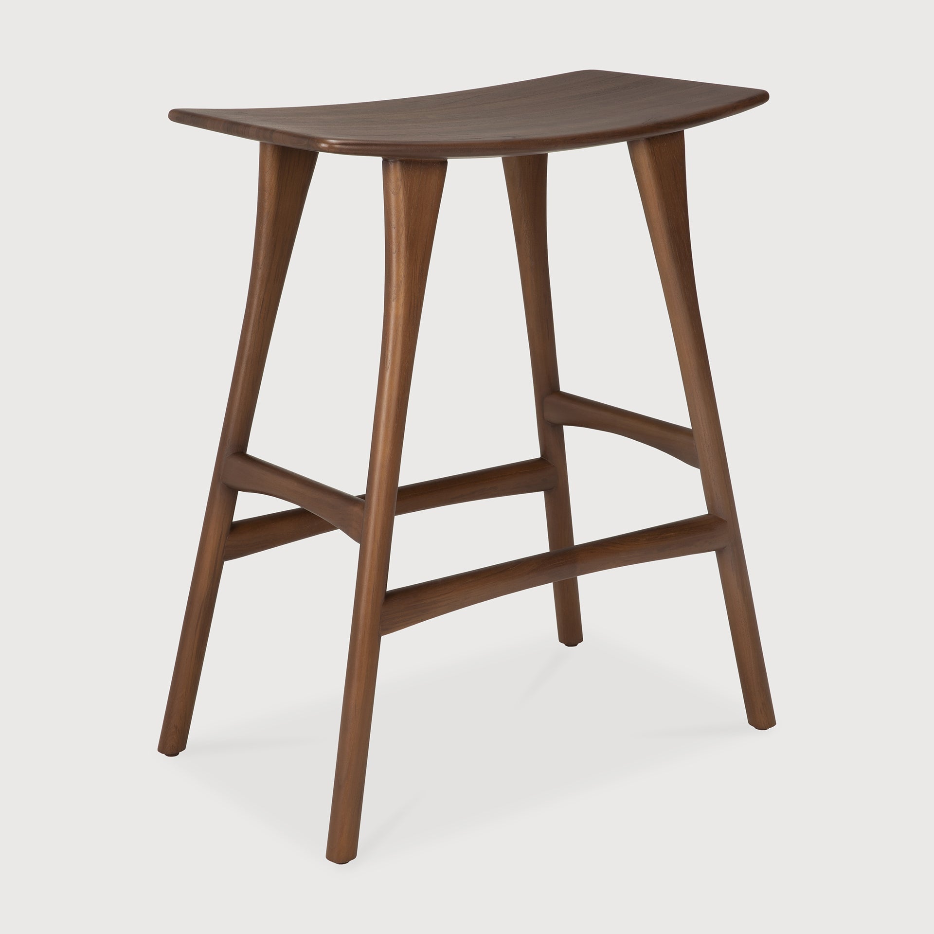Osso counter stool - varnished teak - brown White Cliff Studio Counter Stool