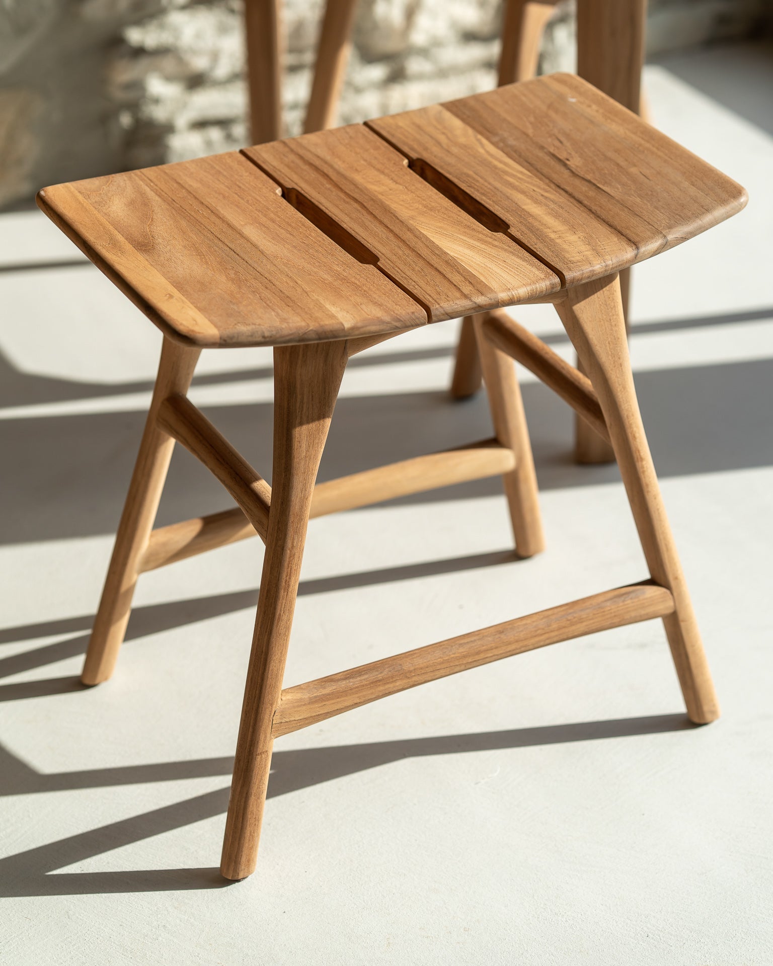 Osso outdoor stool frame - teak White Cliff Studio Outdoor Stool