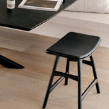 Osso stool - varnished oak - black - Black leather White Cliff Studio Stool