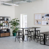 Osso stool - varnished oak - black - Black leather White Cliff Studio Stool