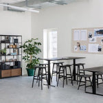 Osso stool - varnished oak - black - Black leather White Cliff Studio Stool