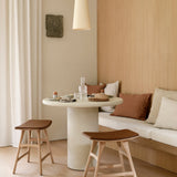 Osso stool - varnished oak - Cognac leather White Cliff Studio Stool