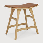 Osso stool - varnished oak - Cognac leather White Cliff Studio Stool