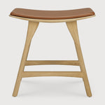 Osso stool - varnished oak - Cognac leather White Cliff Studio Stool