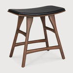 Osso stool - varnished teak - brown - Black leather White Cliff Studio Stool