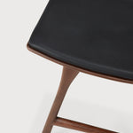 Osso stool - varnished teak - brown - Black leather White Cliff Studio Stool