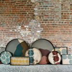 Overlapping Dots tray - glass - round - L White Cliff Studio Trays