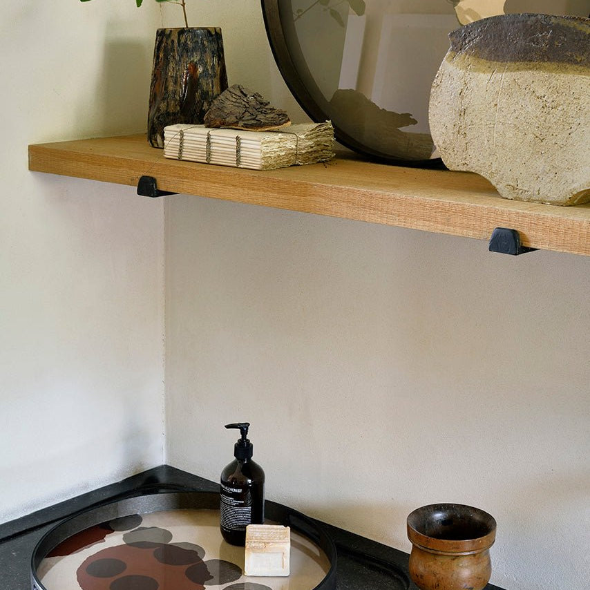 Overlapping Dots tray - glass - round - L White Cliff Studio Trays