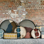 Overlapping Dots tray - glass - round - L White Cliff Studio Trays