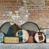 Overlapping Dots tray - glass - round - L White Cliff Studio Trays