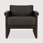 Panel lounge chair - varnished teak - dark brown - rattan Roasted - Grey linen White Cliff Studio Lounge Chair