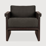 Panel lounge chair - varnished teak - dark brown - rattan Roasted - Grey linen White Cliff Studio Lounge Chair