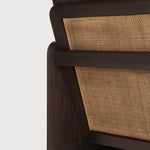 Panel lounge chair - varnished teak - dark brown - rattan Roasted - Grey linen White Cliff Studio Lounge Chair