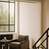 Panel lounge chair - varnished teak - dark brown - rattan Roasted - Grey linen White Cliff Studio Lounge Chair