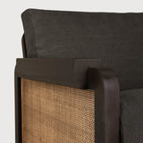Panel lounge chair - varnished teak - dark brown - rattan Roasted - Grey linen White Cliff Studio Lounge Chair