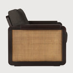 Panel lounge chair - varnished teak - dark brown - rattan Roasted - Grey linen White Cliff Studio Lounge Chair