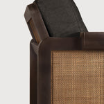 Panel lounge chair - varnished teak - dark brown - rattan Roasted - Grey linen White Cliff Studio Lounge Chair