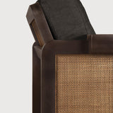 Panel lounge chair - varnished teak - dark brown - rattan Roasted - Grey linen White Cliff Studio Lounge Chair