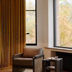 Panel side table - varnished teak - dark brown - rattan Roasted - square White Cliff Studio Side Table