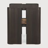 Panel side table - varnished teak - dark brown - rattan Roasted - square White Cliff Studio Side Table