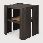 Panel side table - varnished teak - dark brown - rattan Roasted - square White Cliff Studio Side Table
