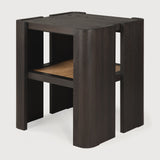Panel side table - varnished teak - dark brown - rattan Roasted - square White Cliff Studio Side Table