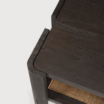 Panel side table - varnished teak - dark brown - rattan Roasted - square White Cliff Studio Side Table