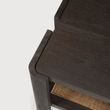 Panel side table - varnished teak - dark brown - rattan Roasted - square White Cliff Studio Side Table