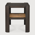 Panel side table - varnished teak - dark brown - rattan Roasted - square White Cliff Studio Side Table