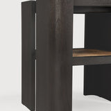 Panel side table - varnished teak - dark brown - rattan Roasted - square White Cliff Studio Side Table