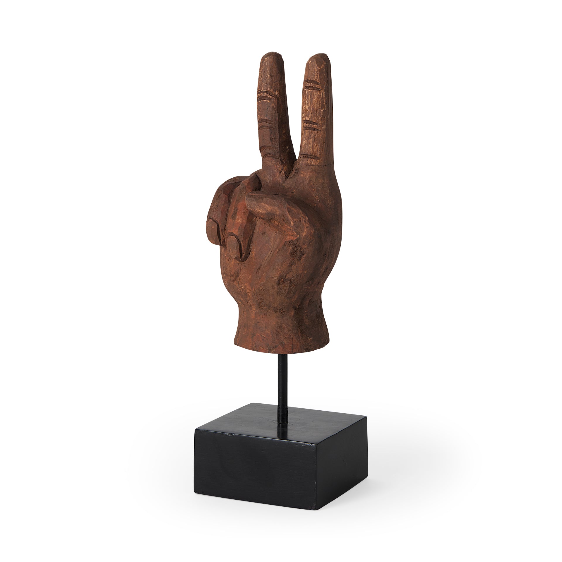 Peace Decorative Wooden Hand Sculpture