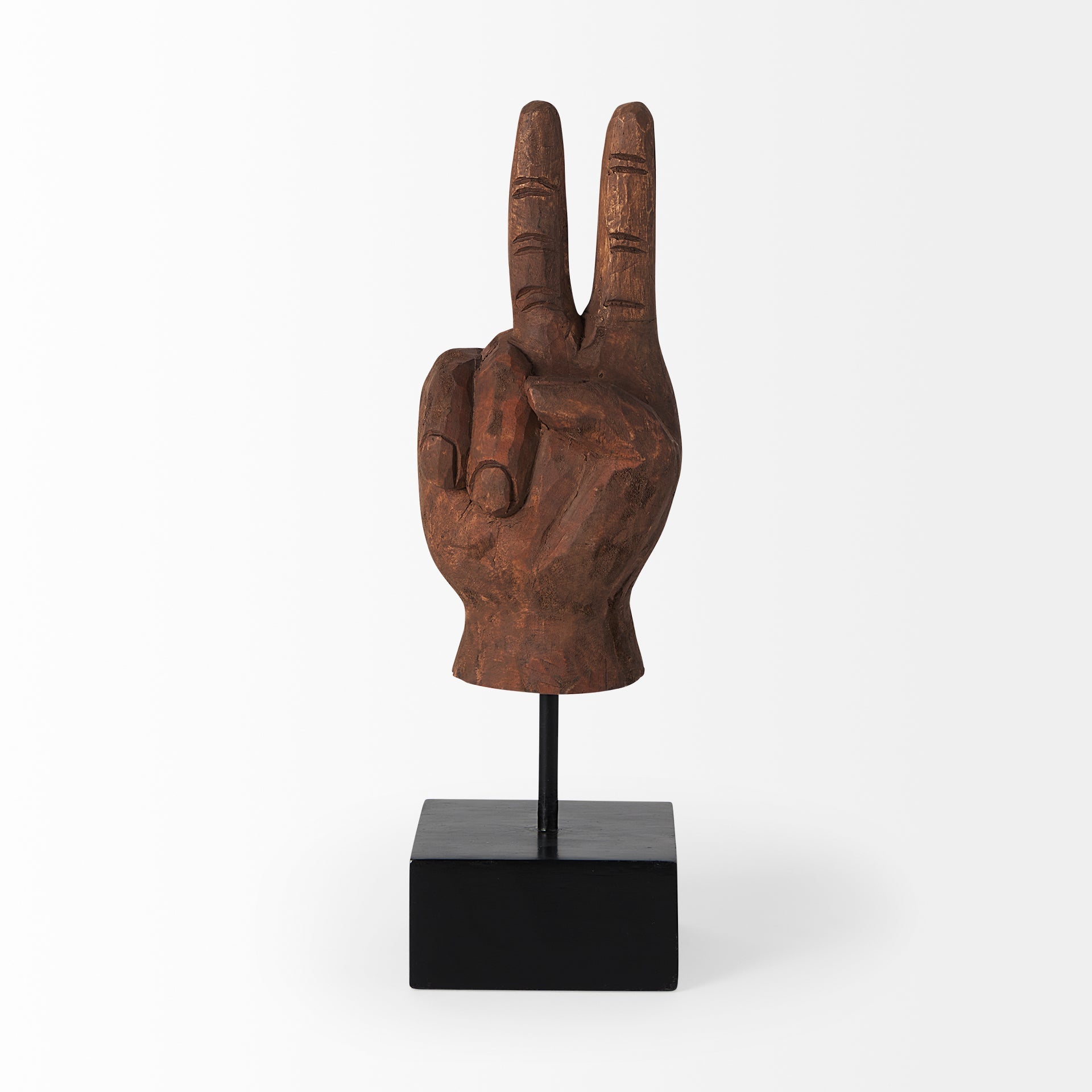Peace Decorative Wooden Hand Sculpture