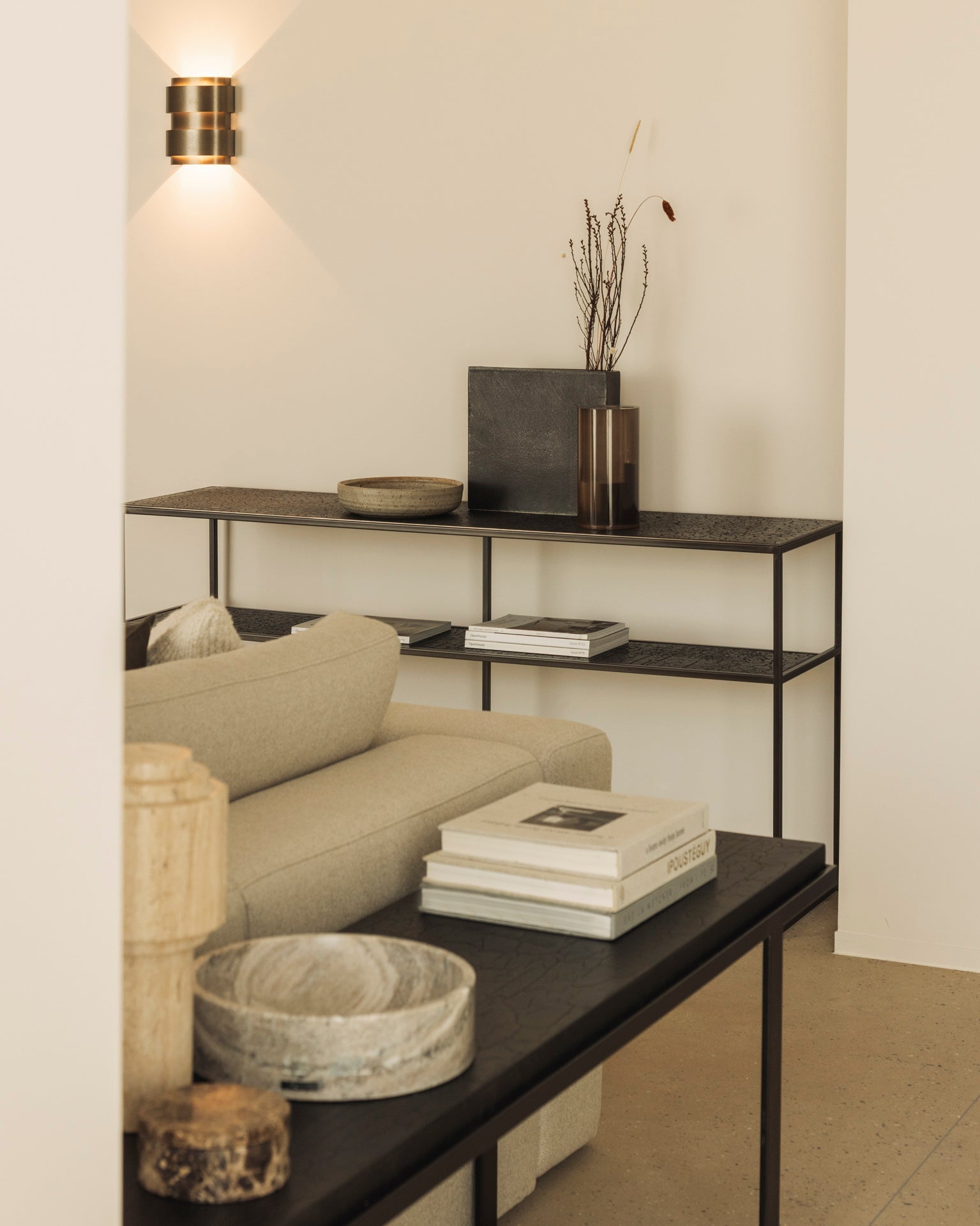 Pentagon console - varnished Minerals - Lava Whisky White Cliff Studio Console Table