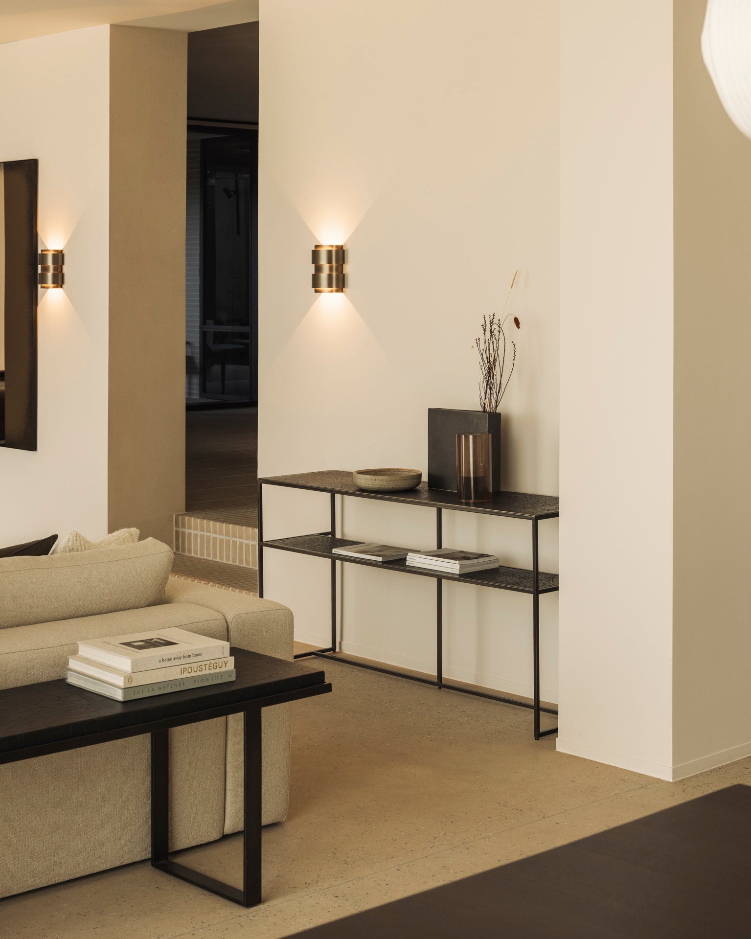 Pentagon console - varnished Minerals - Lava Whisky White Cliff Studio Console Table