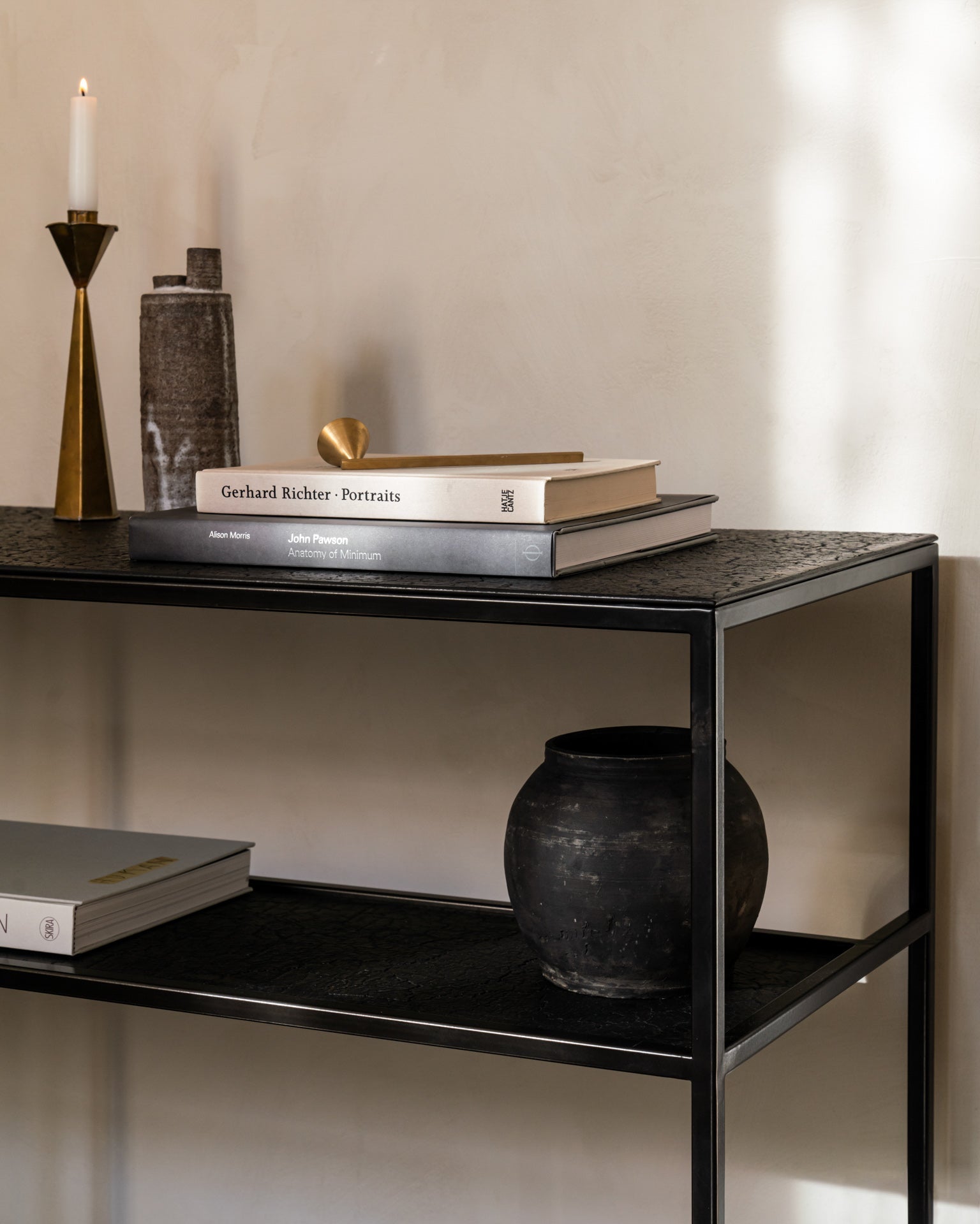 Pentagon console - varnished Minerals - Lava Whisky White Cliff Studio Console Table