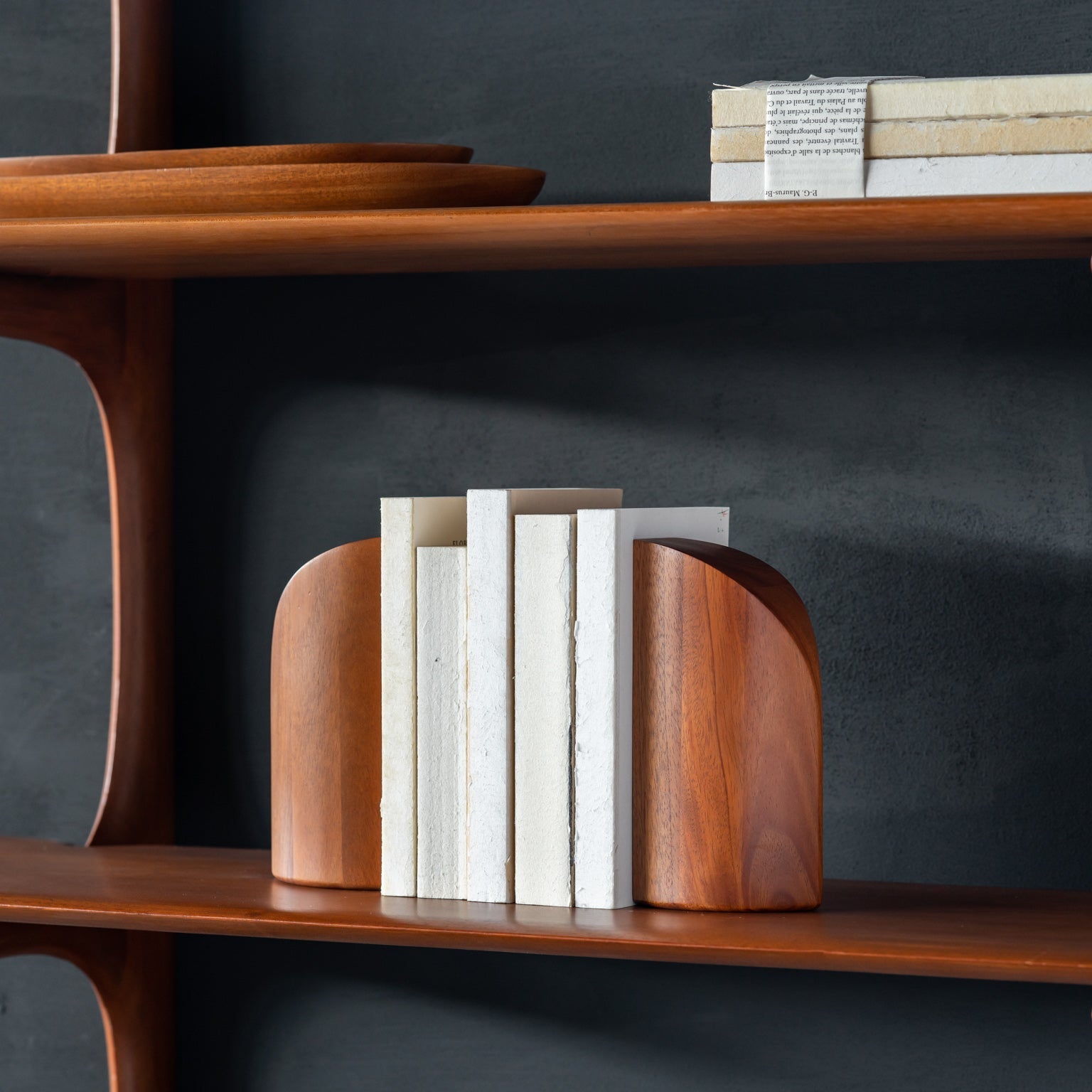 PI book ends - varnished mahogany - set of 2 White Cliff Studio Book Ends