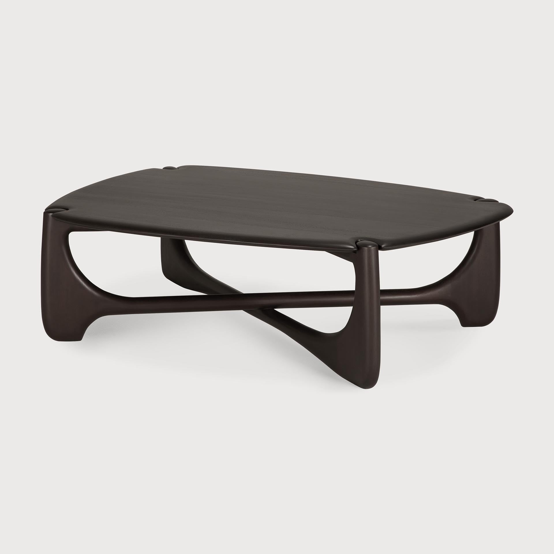 PI coffee table - varnished mahogany - dark brown - pebble shape White Cliff Studio COFFEE TABLE