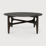 PI coffee table - varnished mahogany - dark brown - round White Cliff Studio COFFEE TABLE