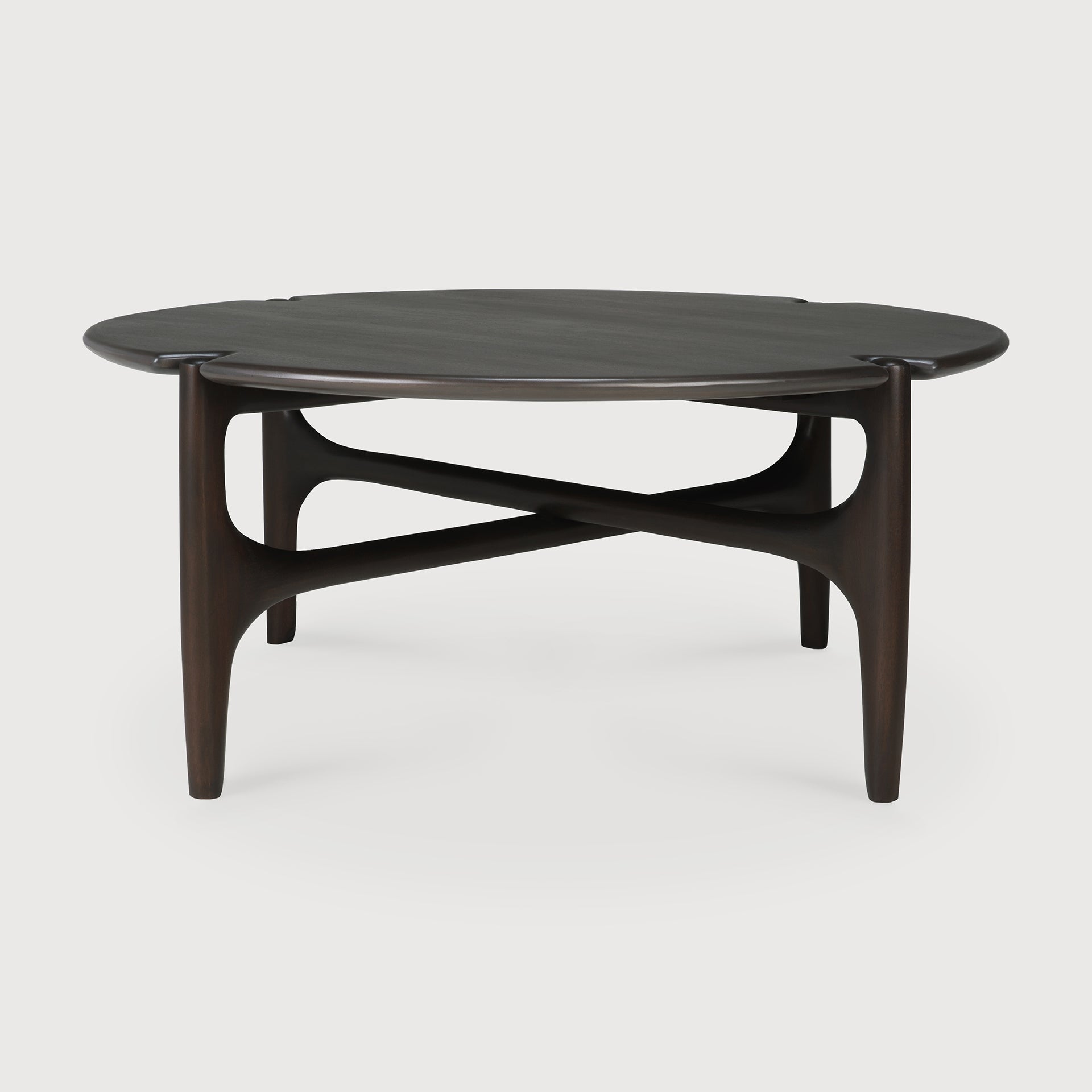 PI coffee table - varnished mahogany - dark brown - round White Cliff Studio COFFEE TABLE