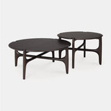 PI coffee table - varnished mahogany - dark brown - round White Cliff Studio COFFEE TABLE