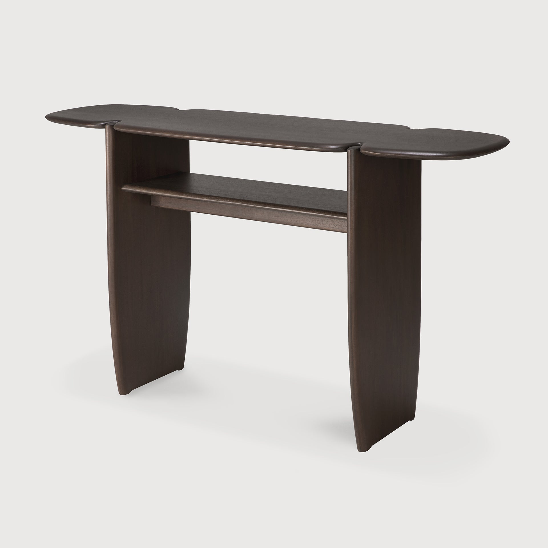 PI console - varnished mahogany - dark brown - 2 legs White Cliff Studio Console Table
