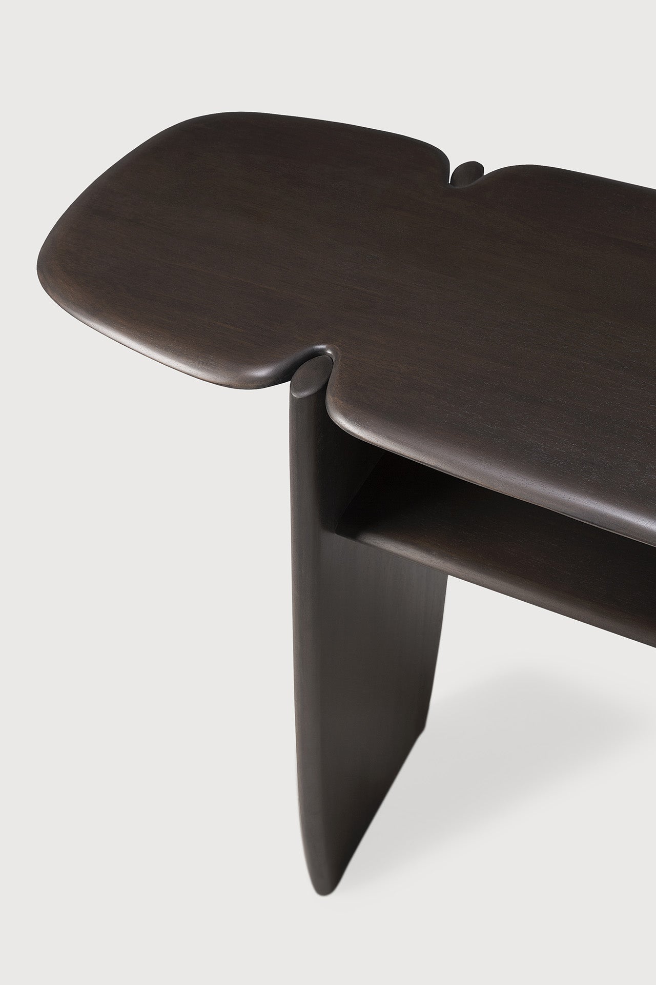 PI console - varnished mahogany - dark brown - 2 legs White Cliff Studio Console Table