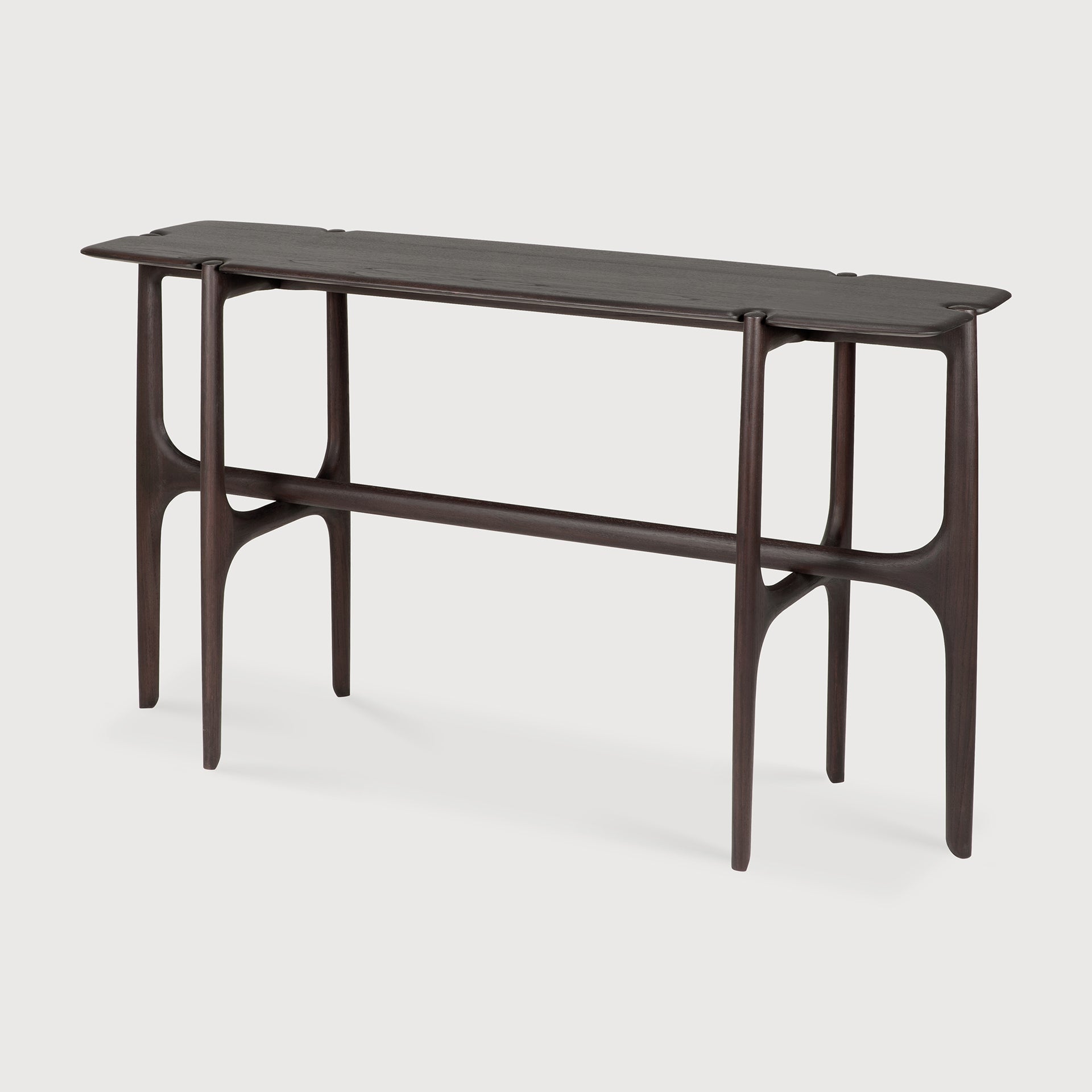 PI console - varnished teak - dark brown - 6 legs White Cliff Studio Console Table