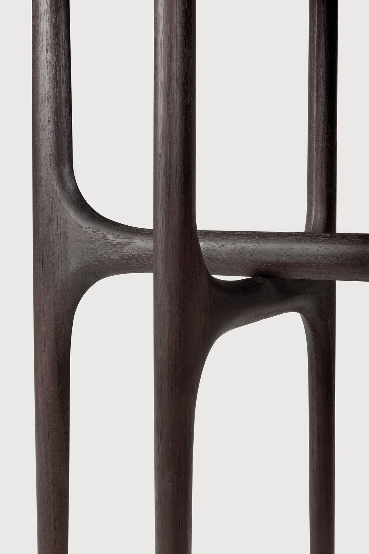 PI console - varnished teak - dark brown - 6 legs White Cliff Studio Console Table