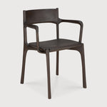 PI dining chair - varnished teak - dark brown - with arms White Cliff Studio Dining Chair
