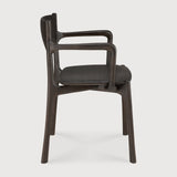 PI dining chair - varnished teak - dark brown - with arms White Cliff Studio Dining Chair