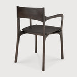 PI dining chair - varnished teak - dark brown - with arms White Cliff Studio Dining Chair