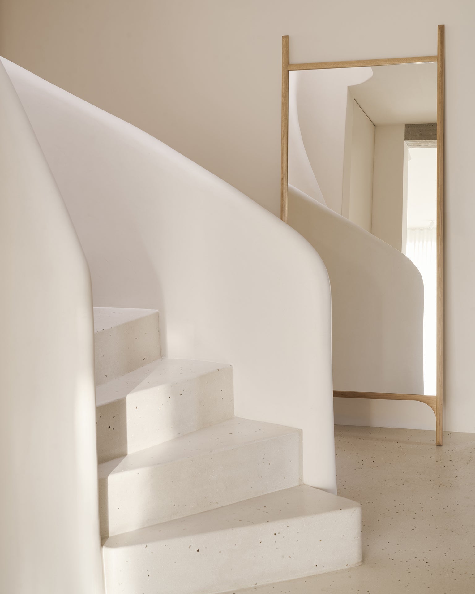 PI floor mirror - oak frame - rectangular White Cliff Studio Floor Mirror