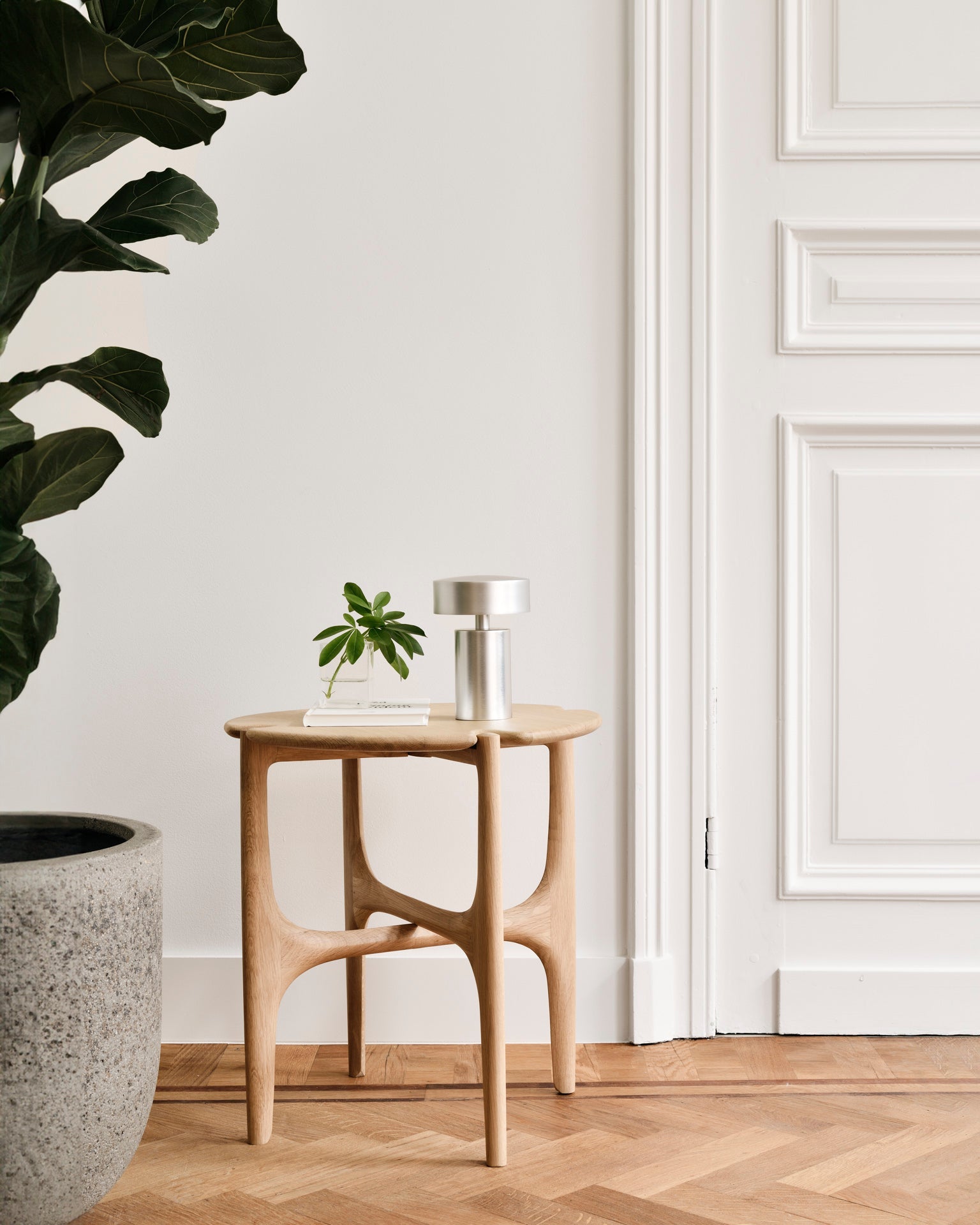 PI side table - oak - round White Cliff Studio Side Table